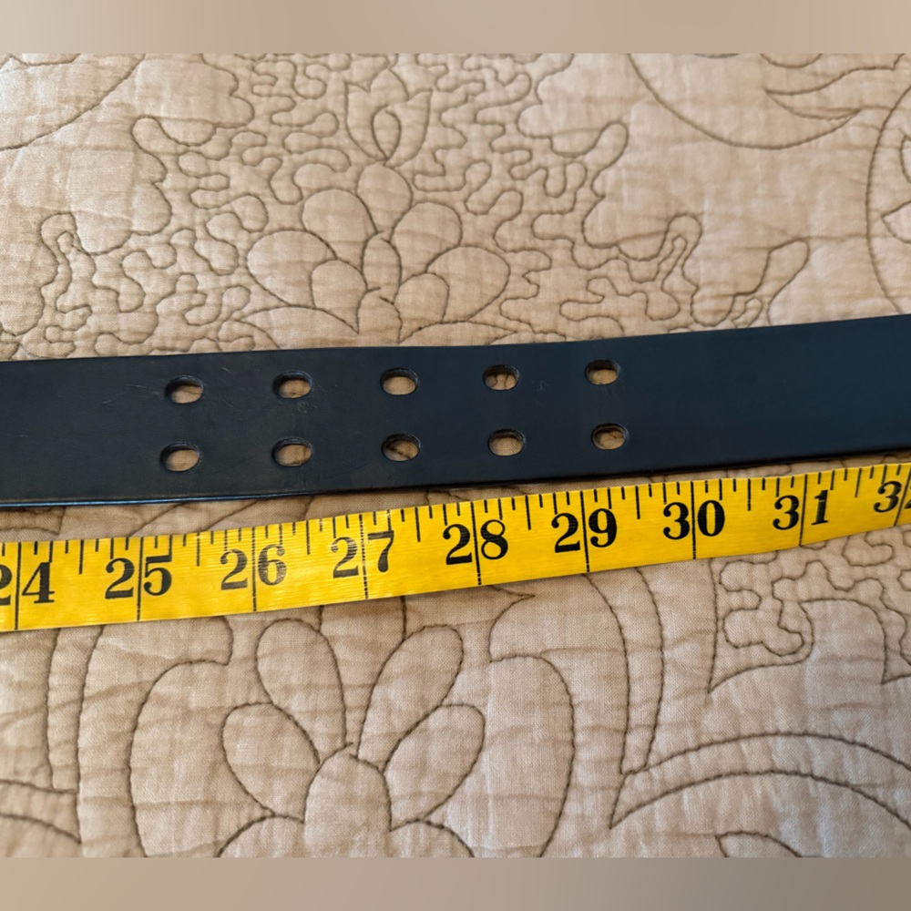 Express Black Leather Belt with Distressed Gold Buckle, Size S - Picture 9 of 9